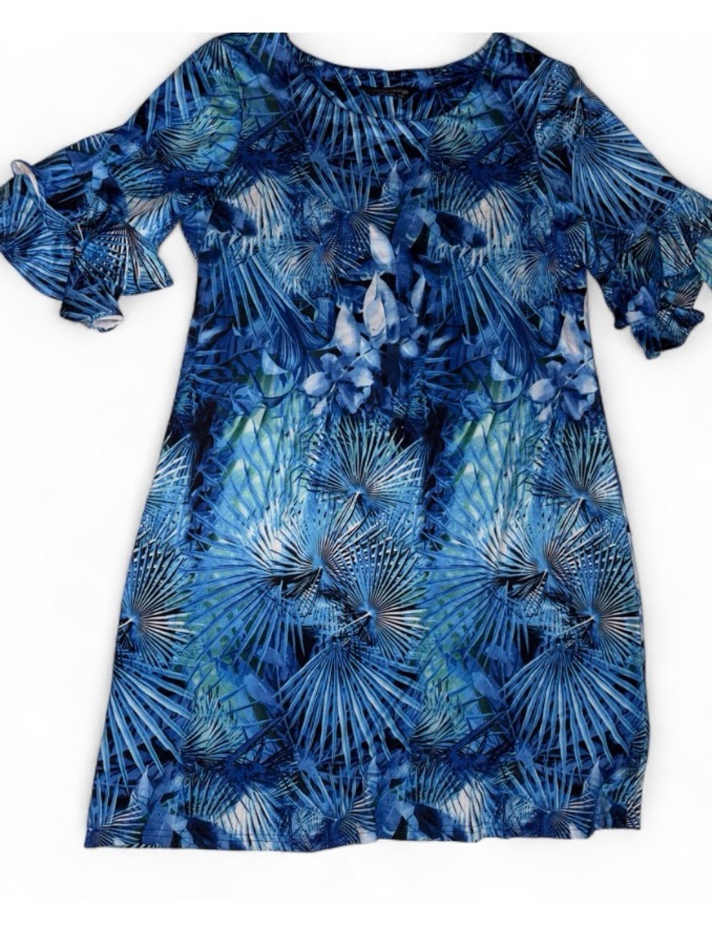 Women's Blue Tropical Print Casual Dress